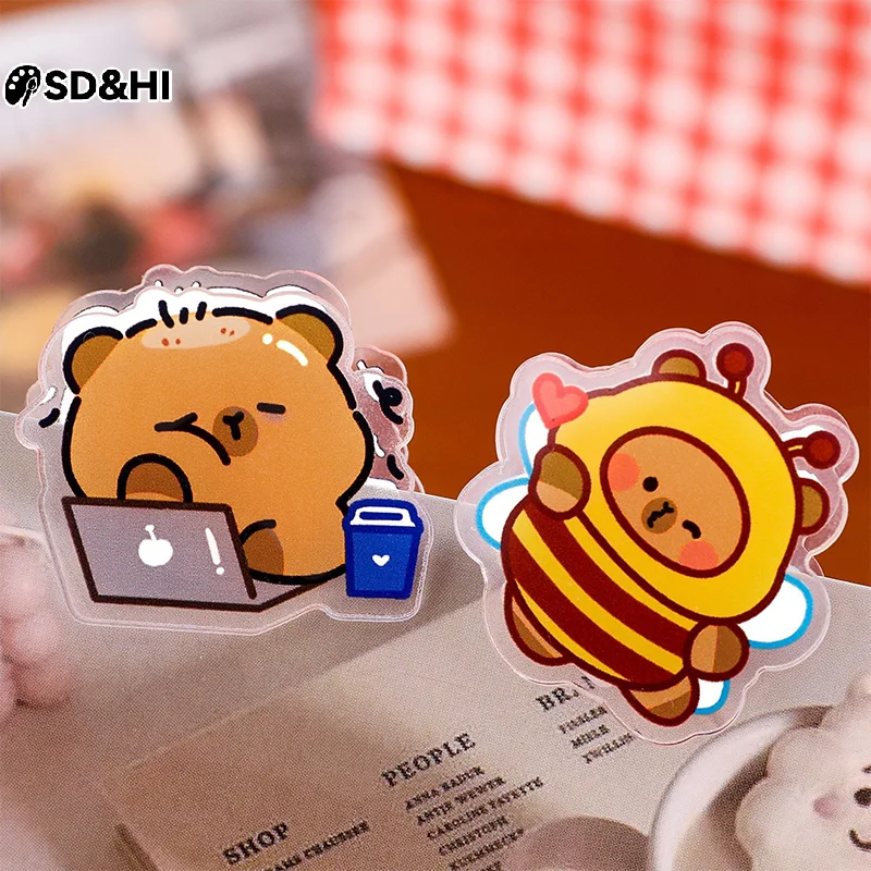 4pcs Cute Capybara Pp Clip Memo Clip Test Paper Folder Multifunctional Paper Profile Tidy Up Document Clip School Supplies