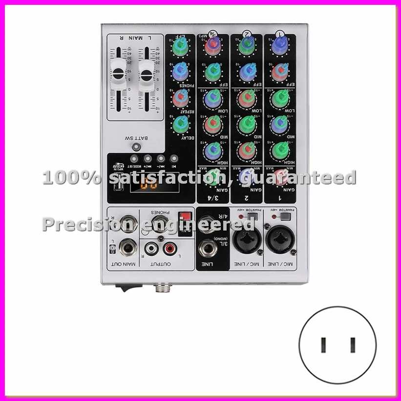 4-Channel RGB Knob Small Bluetooth XLR Mixing Console with Reverb Effect for Karaoke Stage Conferences US Plug-ANKL