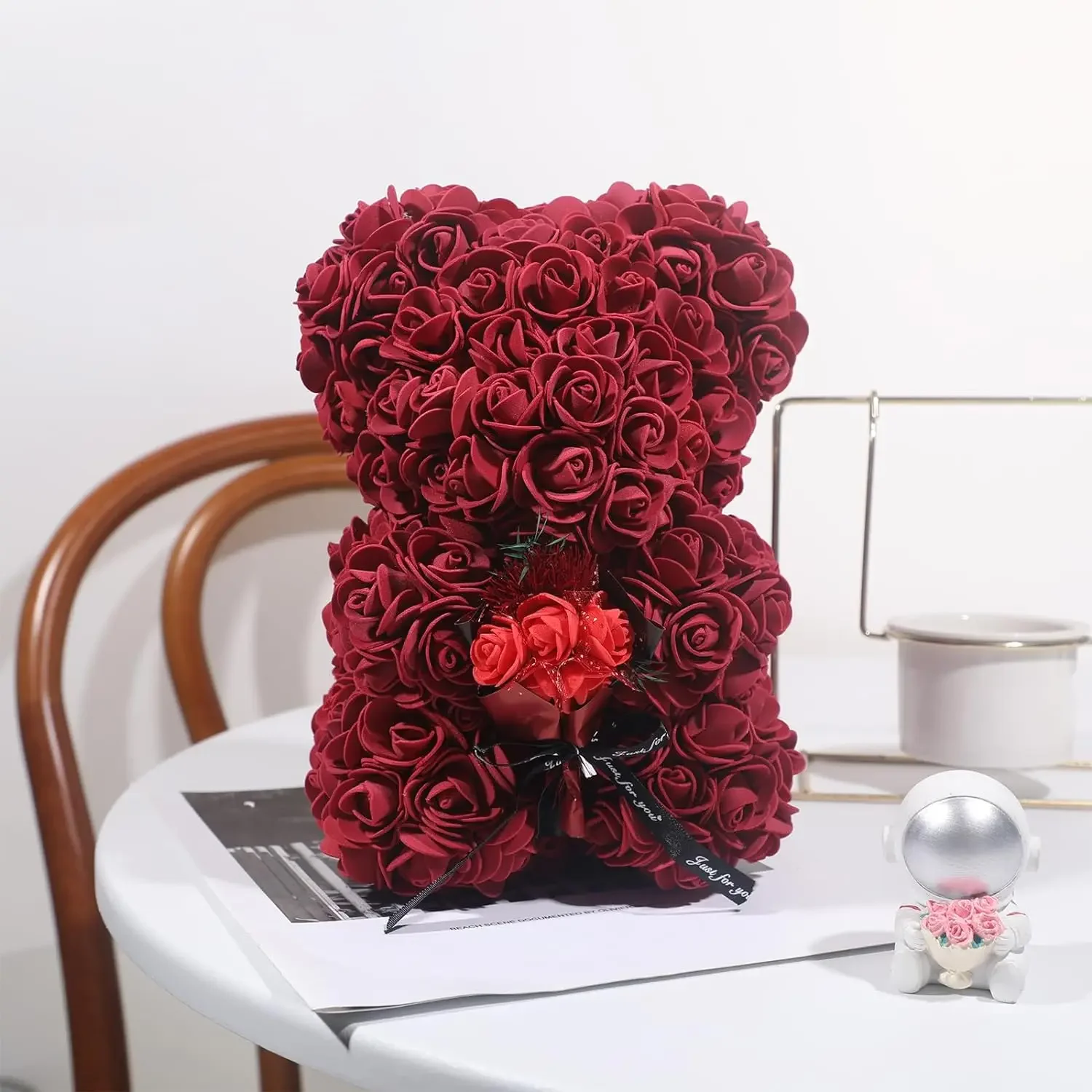 

Artificial Flowers Rose Teddy Bear - Faux Flowers Gift for Mom, Girlfriend, Women - Fake Flowers Valentines Day, Anniversary, B