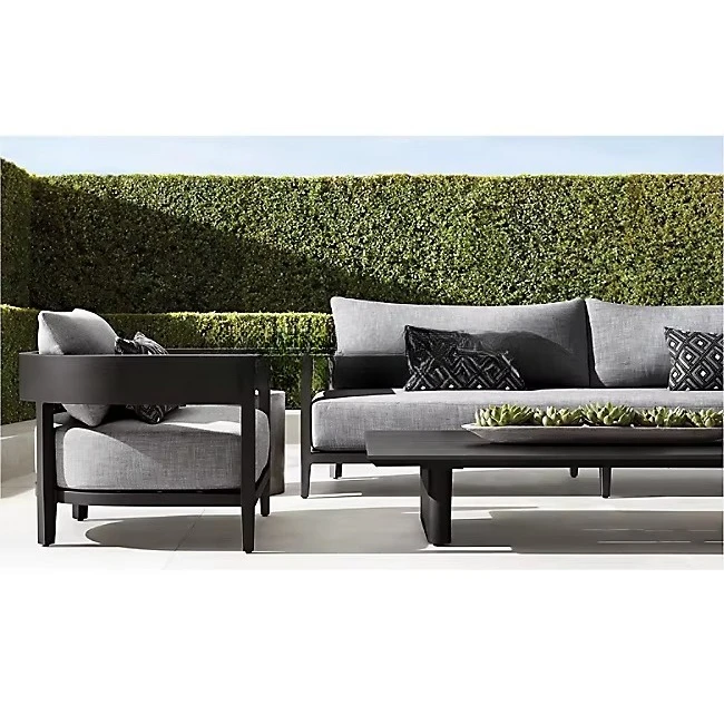 /Luxury design outdoor furniture smooth curved wraparound seat back handmade aluminum metal sofa set