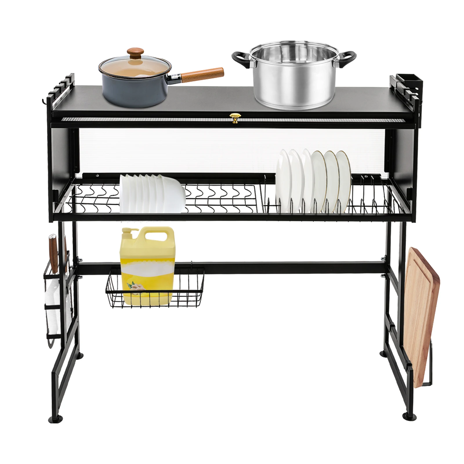 

Desk Steel Cutlery Drainer, Dish Drying Rack, 2-tier Dish Drainer, Kitchen Tool Organizer