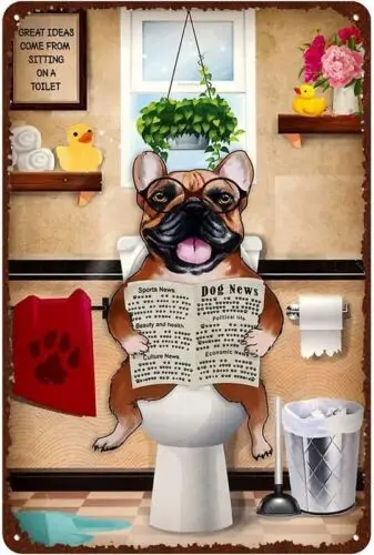 Nostalgic Vintage Metal Wall Décor 8 X 12 Inches French Bulldog Wall Art Prin...