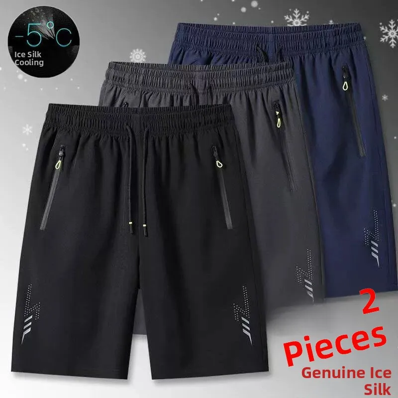 

Ice Silk Quick Dry Short Pants Women's Summer Outdoor Thin Five-Quarter Running Casual Sports Shorts Natural Waist Zipper