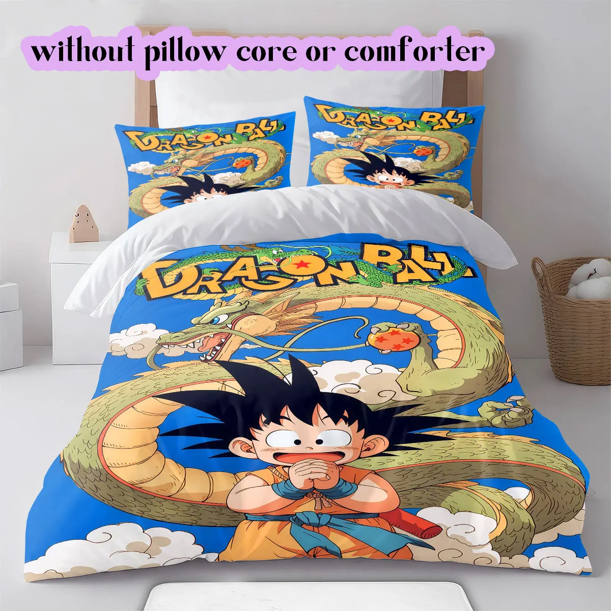 Juego de Ropa de Cama DragonBall de Varios Tamaños, Funda de Edredón de 3 Piezas, Regalo Infantil, Estampado de Dibujos Animados, Decoración para el Hogar Extra Grande