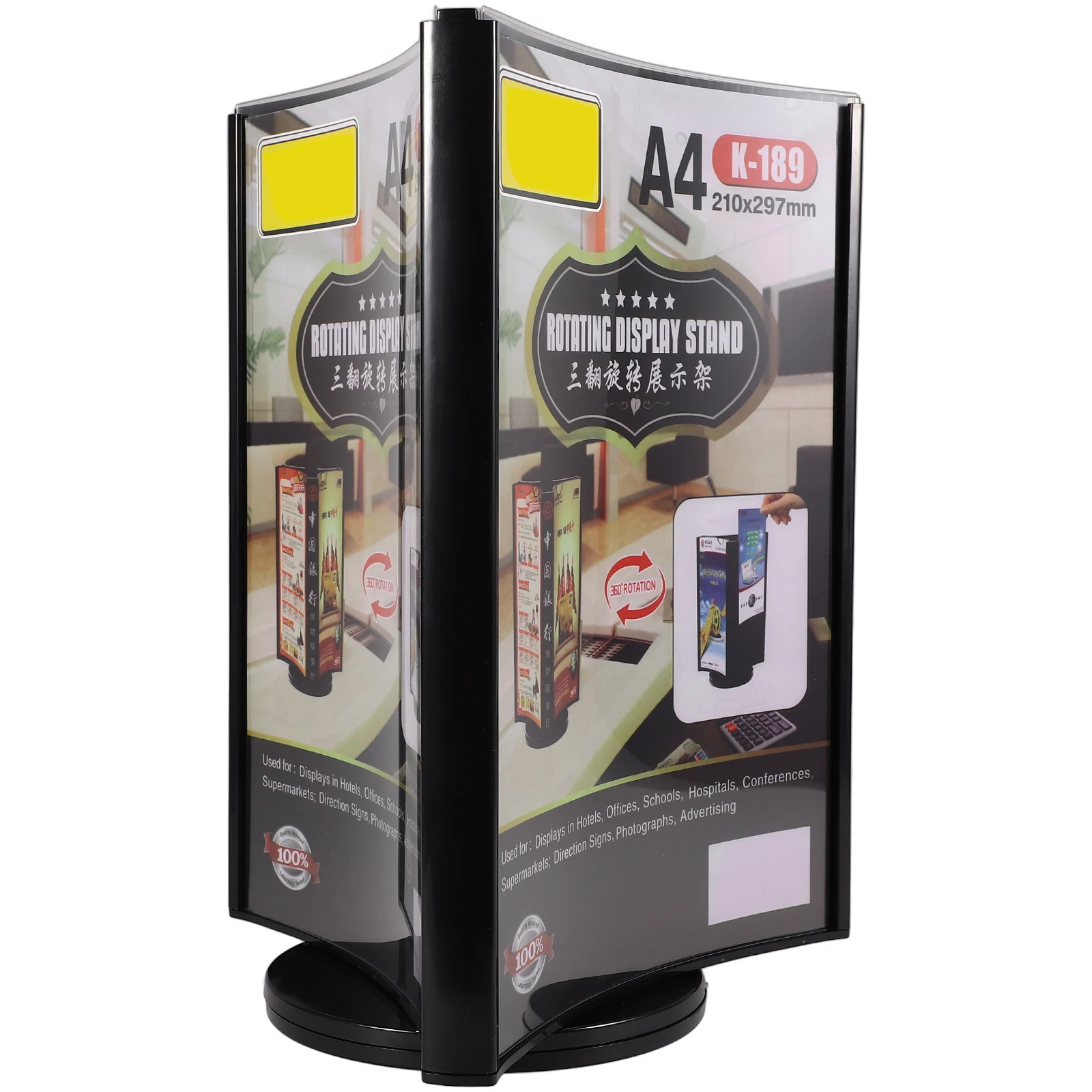 Rotating Table A4 Black Transparent Acrylic Menu Stand Multi Side Display Holder Sign Vertical Sign Holder Price Tag Rotary
