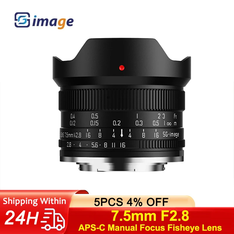 SGimage 7.5mm F2.8 APS-C Ultra Wide-Angle Fisheye Manual Lens for Sony E Fuji XF Nikon Z Micro M4/3 Canon EOS-M M50 Canon RF