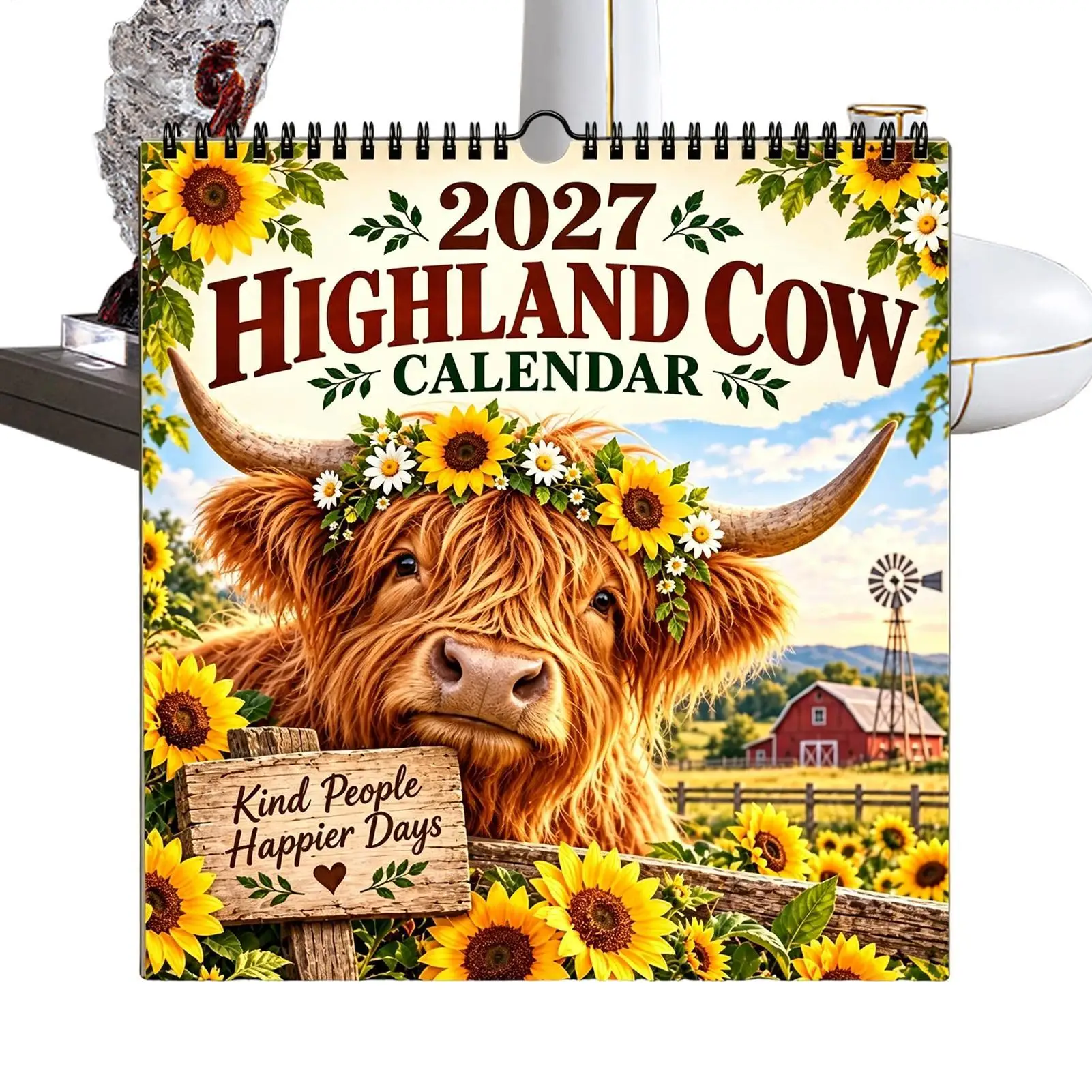 2027 Highland Cow Wall Calendar Cow Theme Scheduling 12 Months Planner Funny Cow Farm Animal Calendar For Home Office