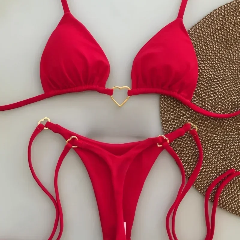 

2025 однотонный белый женский костюм бикини с низкой талией на шнуровке, комплект из двух предметов, женский купальный костюм купальник