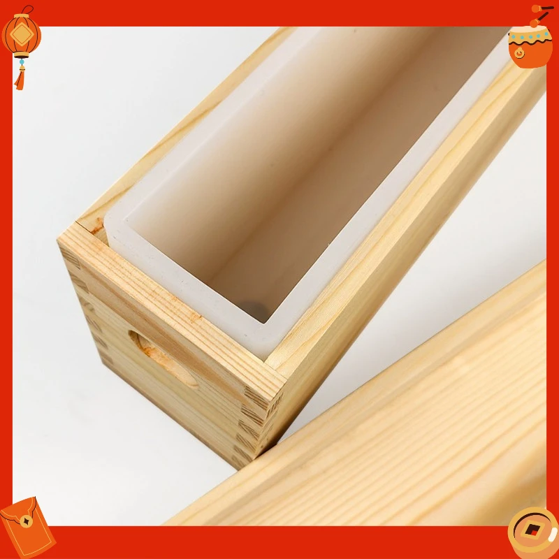 2200ml Pine Wood 3 Box Silicone Mold for Cold Process Soap Loaf