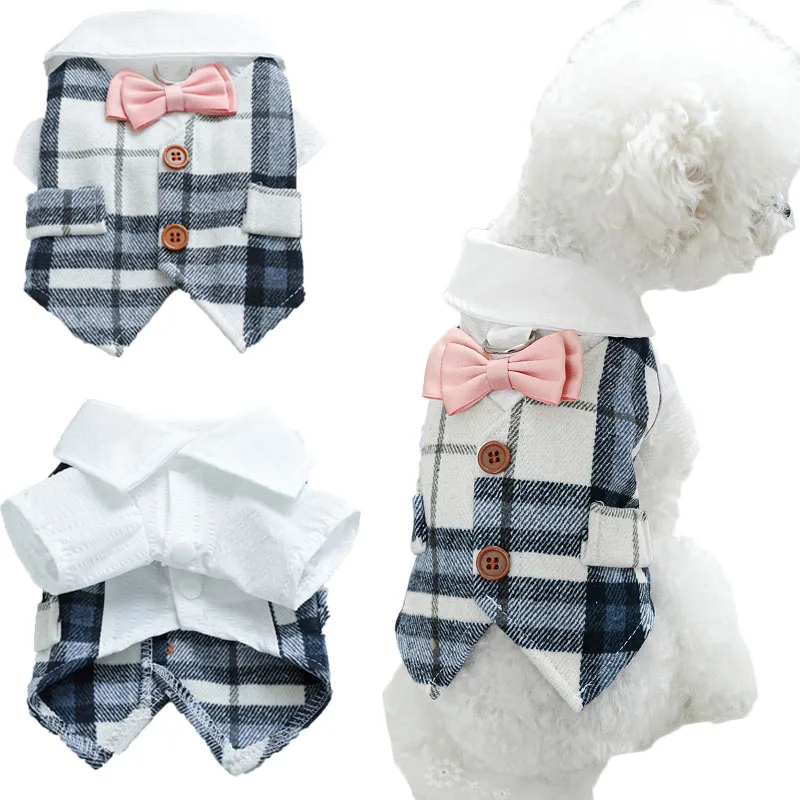 

Handsome Bridegroom Pet Dog Clothes Plaid Dog Coat Jacket Boys Weeding Outfit For Small Dogs Maltese Yorkie Puppy Cat Apparel XL