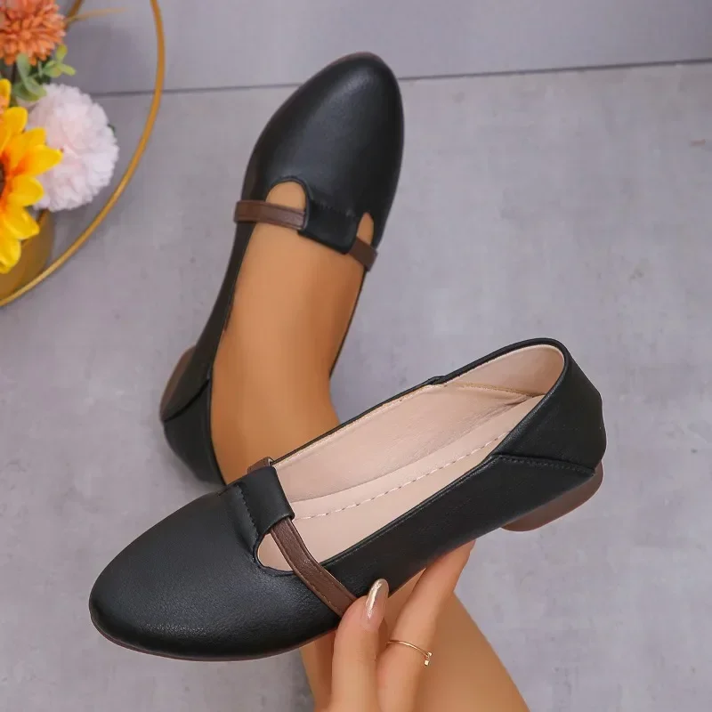 2024 High-end Color Matching Elegant Fashion Shoes for Women New Low-heeled Shoes Comfortable Soft Sole Trendy Shoes Zapatos