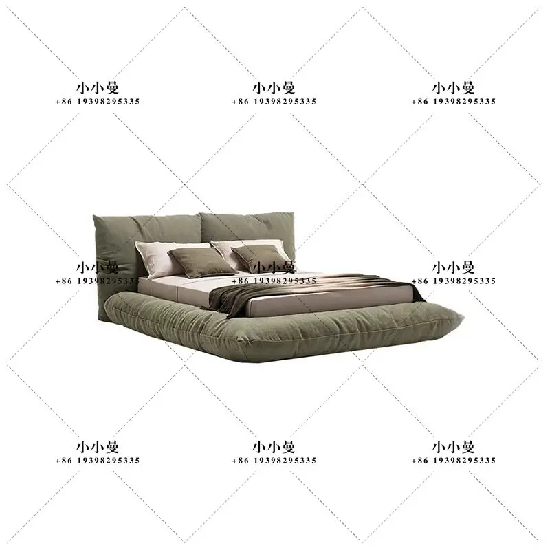 Italian minimalist cotton and linen fabric master bedroom high-end atmosphere 1 meter 8 double bed simple modern double bed