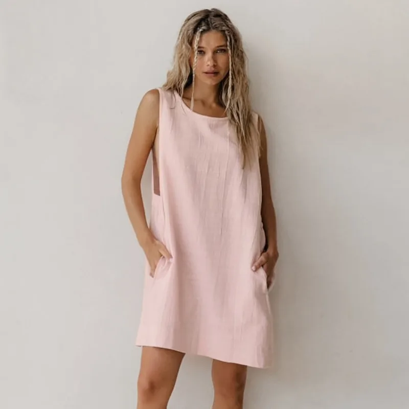 

Модная повседневная свободная ночная рубашка с круглым вырезом для женщин, удобная дышащая домашняя одежда, доступна оптом, размер L