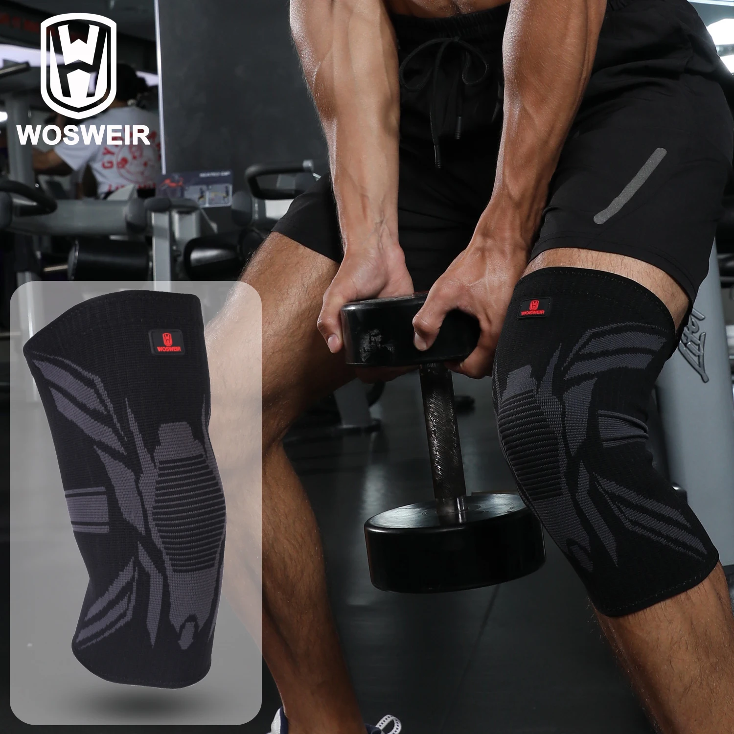 WOSWEIR-1 Unit Elastic Spandex Knee Pads, Nylon Sports Support Gear, Patella Brace for Running, Basketball, Volleyball