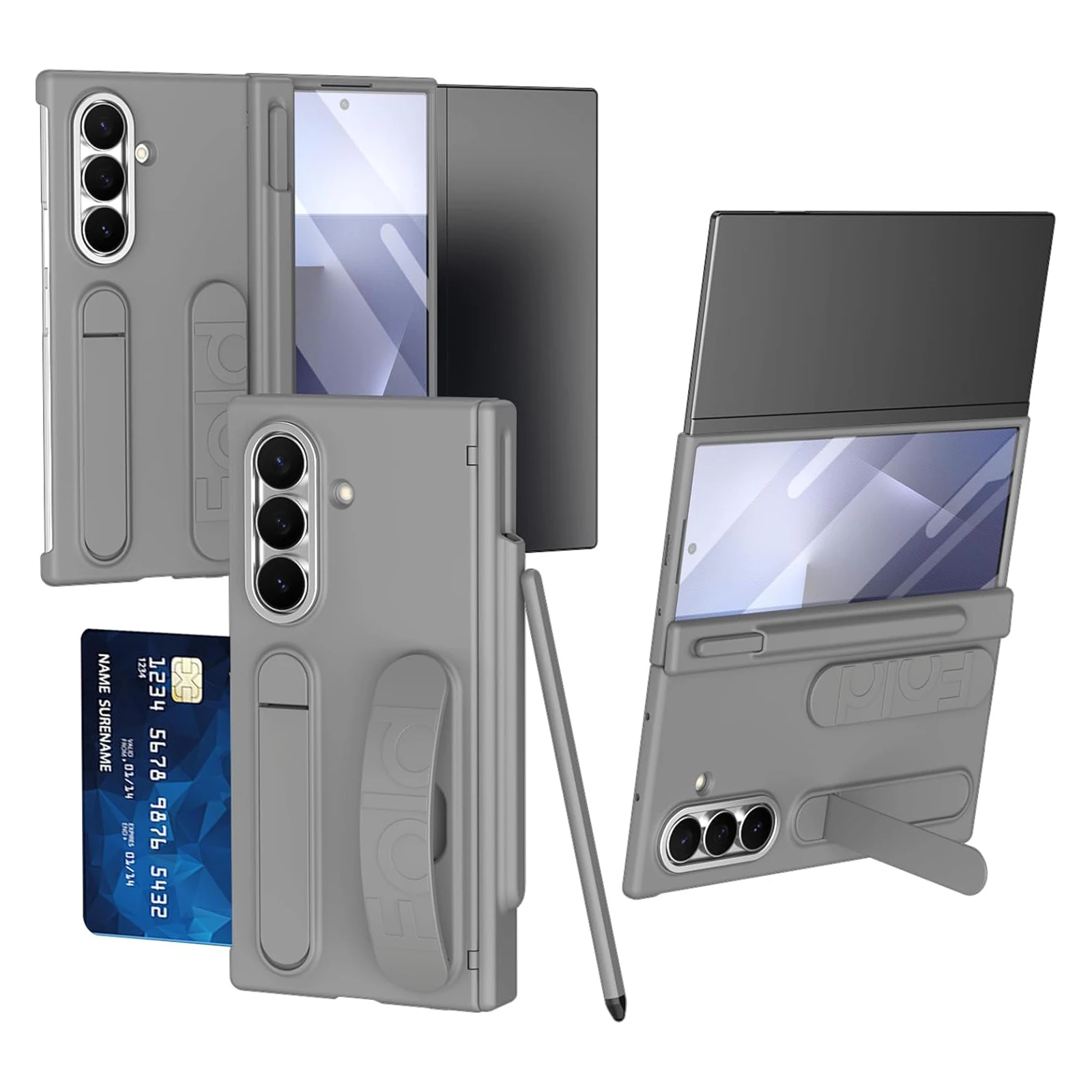 

Ремешок на запястье для чехла Samsung Galaxy Z Trifold с держателем для стилуса, слотом для карт, защитой экрана, подставкой и защитой шарнира
