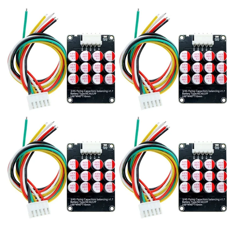 4PCS 4S Active Equalizer Balancer Lifepo4 / Lipo/ LTO Battery Energy Equalization Capacitor BMS Board