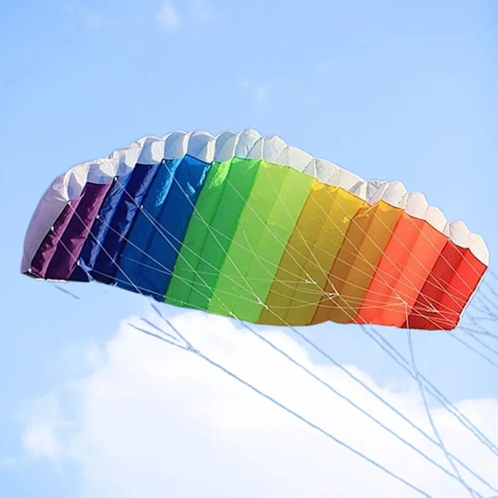 Easy to Fly Rainbow ร่ม Kite Dual Line 30 เมตร Line Soft Kite Double Power Good Flying Parafoil Kite เริ่มต้น