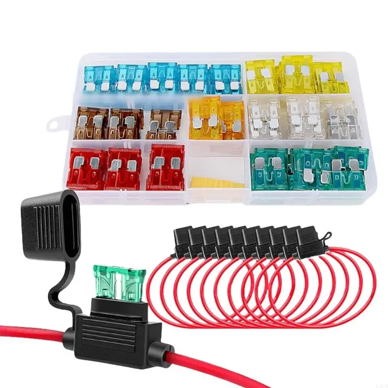 2025 New Pack of 130 Auto Inlines Fuses Holders for 12V Vehicles With Standard Fuses