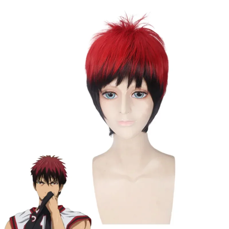

Anime Kuroko No basuke Seirin Kagami taiga wig red and black cosplay costume basketball imported high temperature wig 35 length