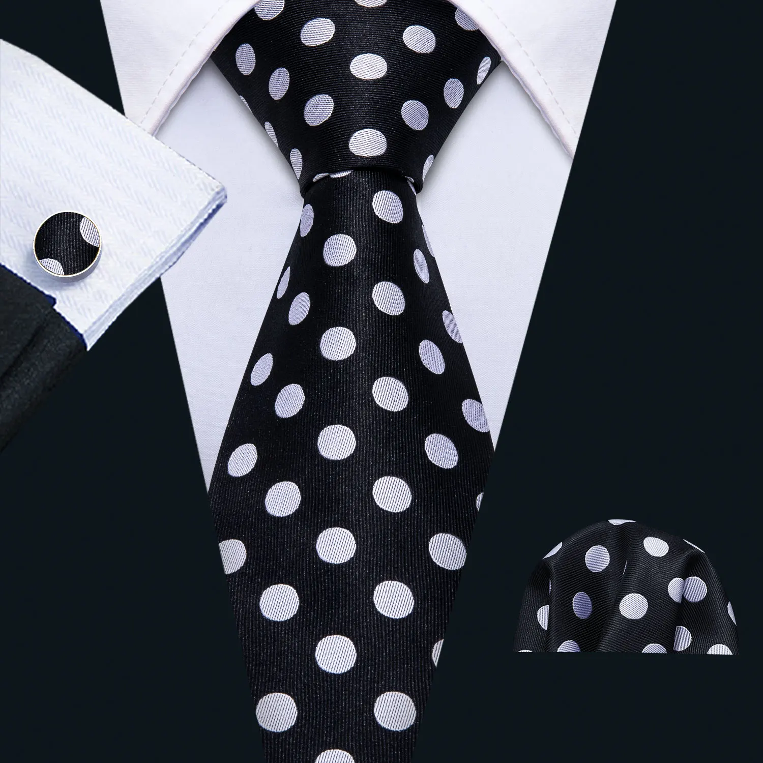 Classic Men's Tie Cufflinks Pocket Square Set, Formal Wedding Business Attire Gift for Him