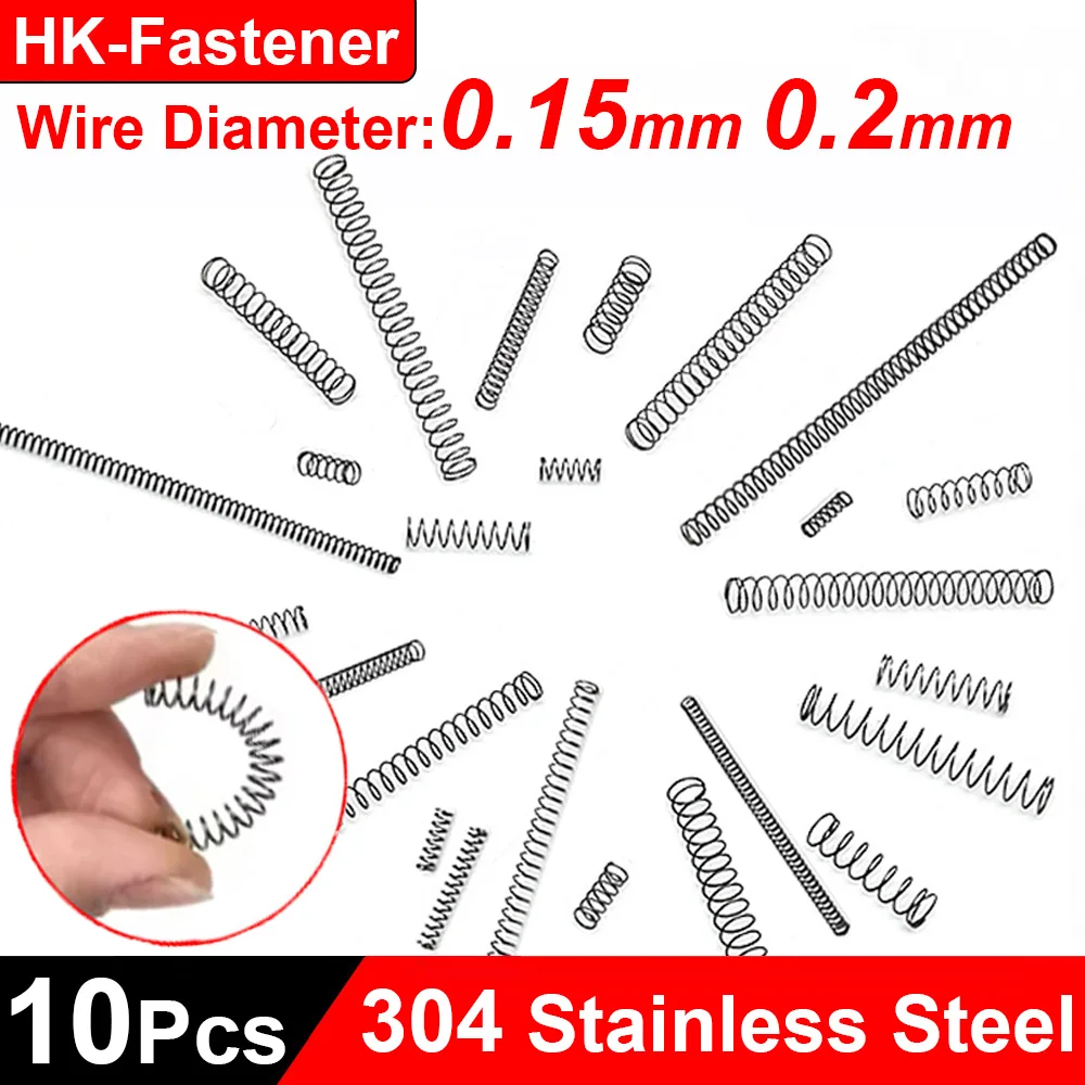 

10Pcs 304 Stainless Steel Compression Spring Return Spring Wire Diameter 0.15mm 0.2mm Outside Diameter 1~4mm Length 5-25mm