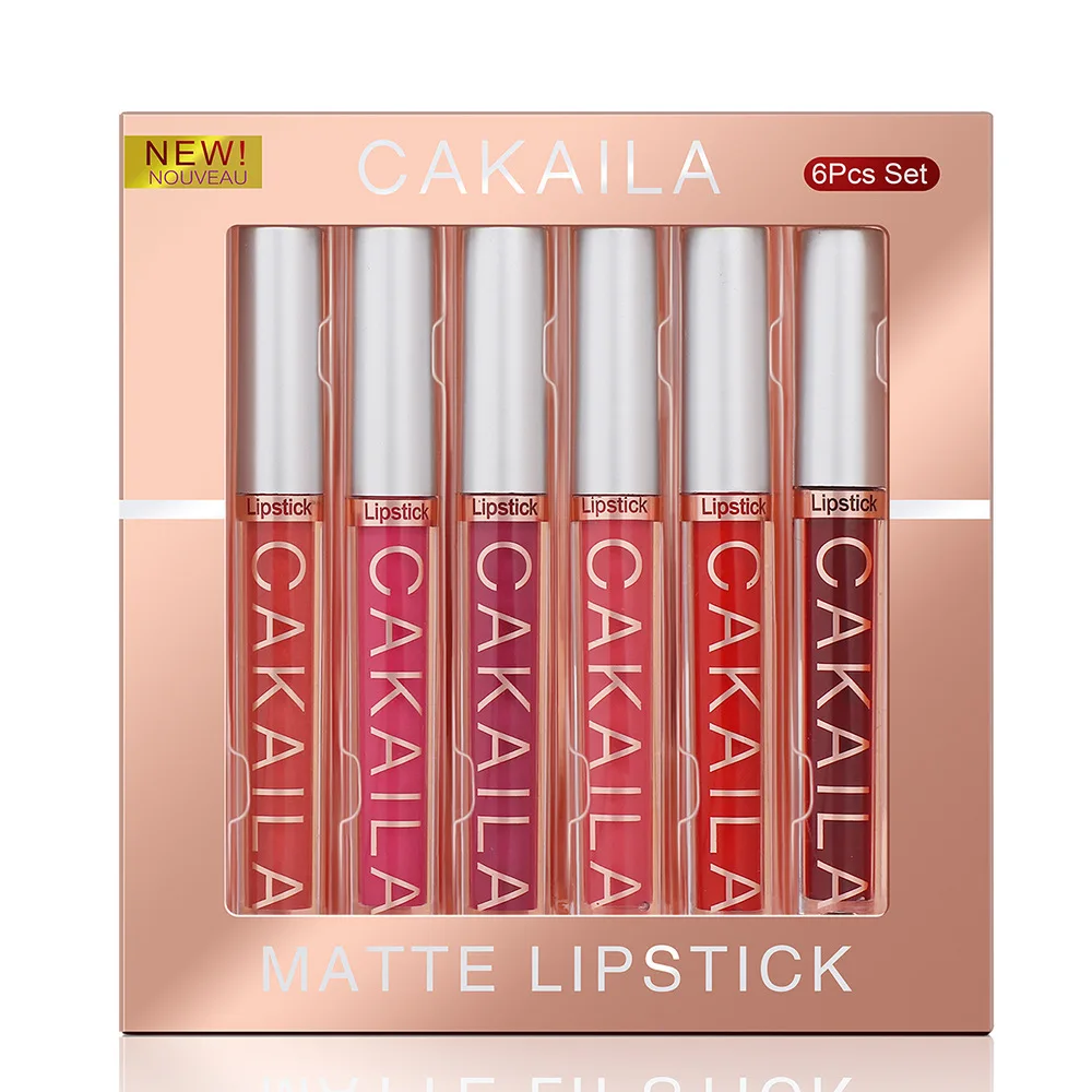 6er Pack Lipgloss-Set matt und lang anhaltende Farb retention