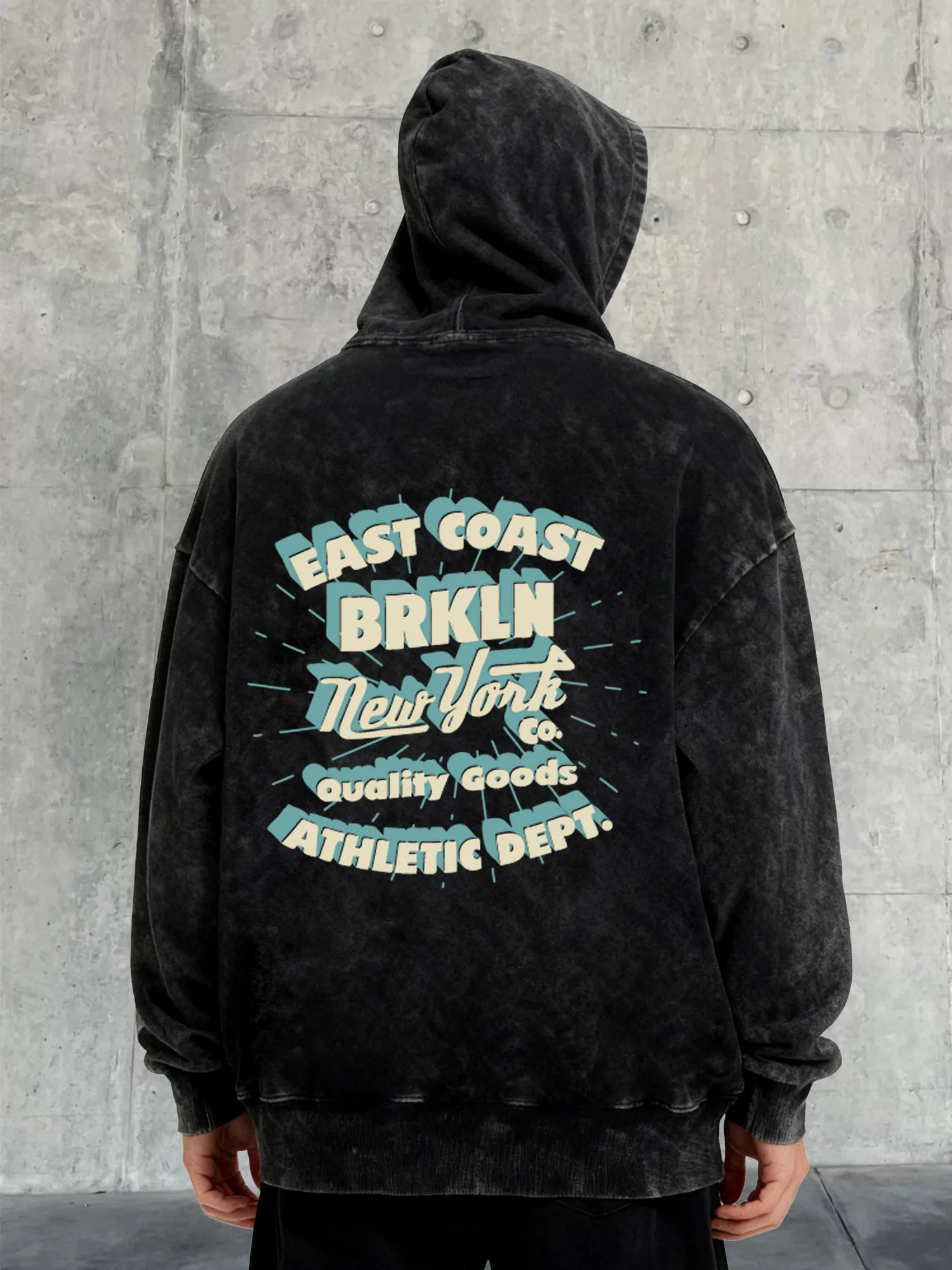 مجموعة East Coast Man 400 جرام من تصميم هوديي ثقيل الوزن مغسول بكتف منسدل #1