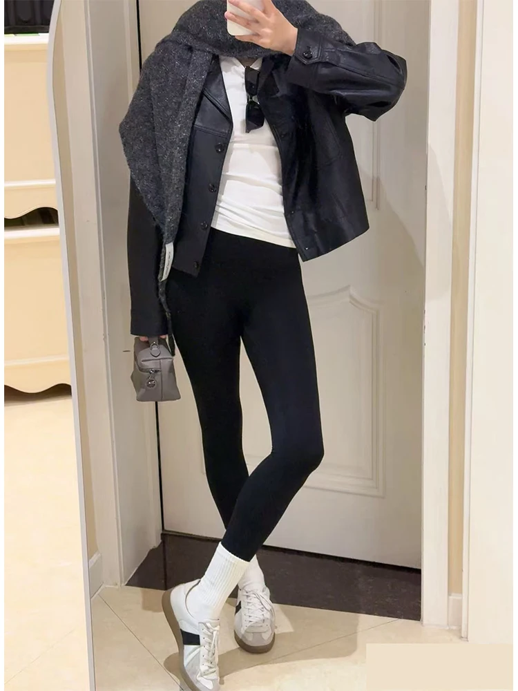 No Sagging, Slimming Effect Without Tightness, Brushed Cashmere Mid-High Waist Leggings, Shark Pants, Yoga Pants, Suitable for Layering or Wearing Alone