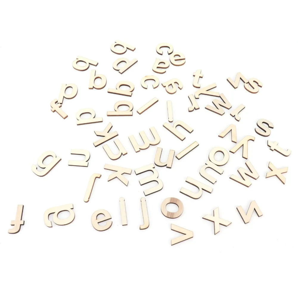 124Pcs Unfinished Wood Wood Letter Chips Wood color 4cm English Shape Decor DIY Wood Letters DIY Painting Art