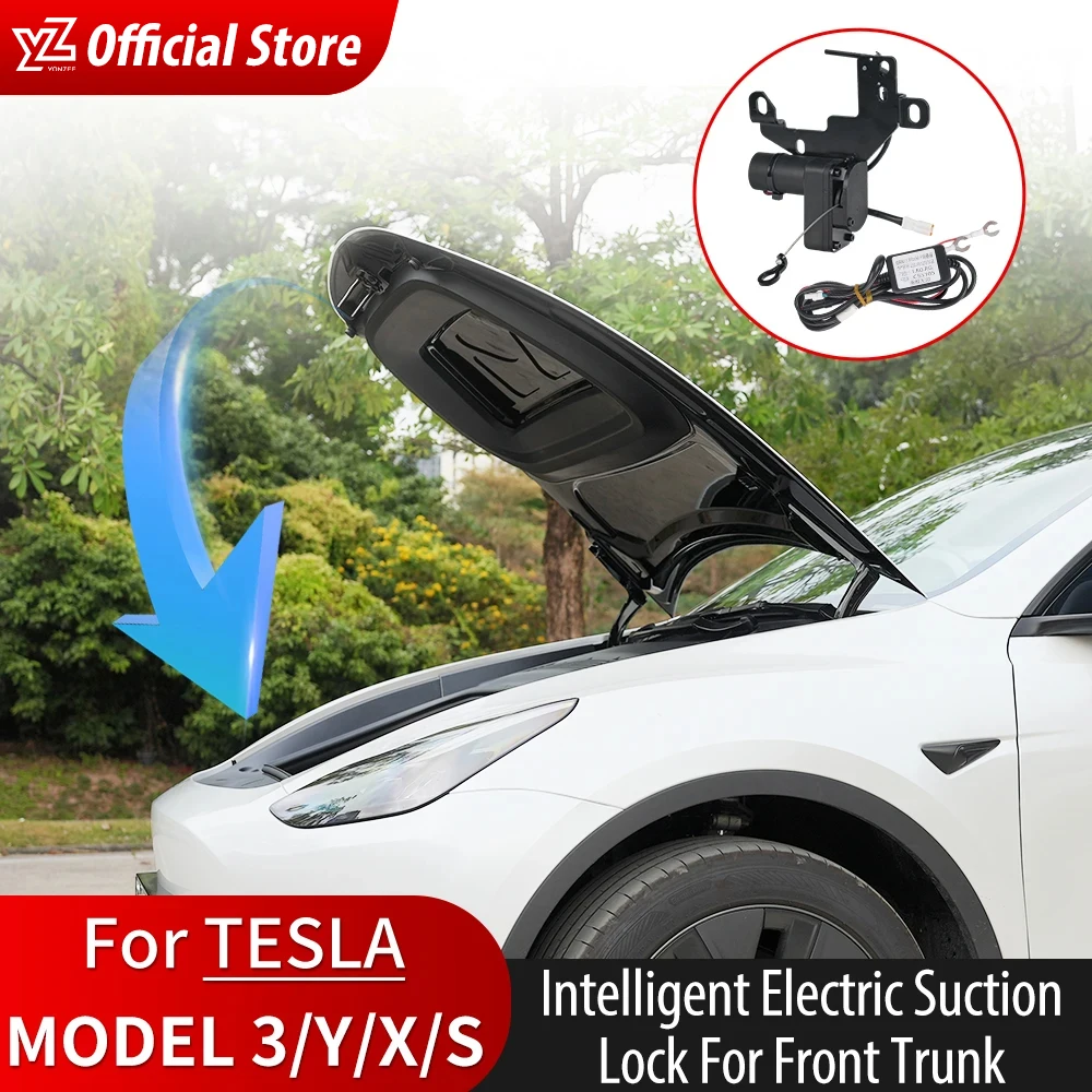 YZ Front Spare Box Electric Lock Soft-closing for Tesla Model 3 Y highland 2021-2024 Automatic Adsorption Easy Installation