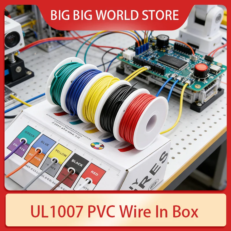 

5-Color Mix UL1007 Wire Kit Tinned Copper Cable PVC Insulated Stranded PCB Electrical Line 30~16 AWG for Electronics