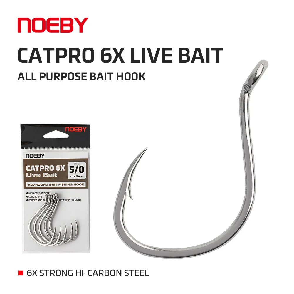NOEBY CATPRO 6X anzuelo de cebo vivo, anzuelo de cebo multiusos, punta de aguja afilada, 70kg de fuerza, cebo de agua dulce y salada, aparejos de pesca