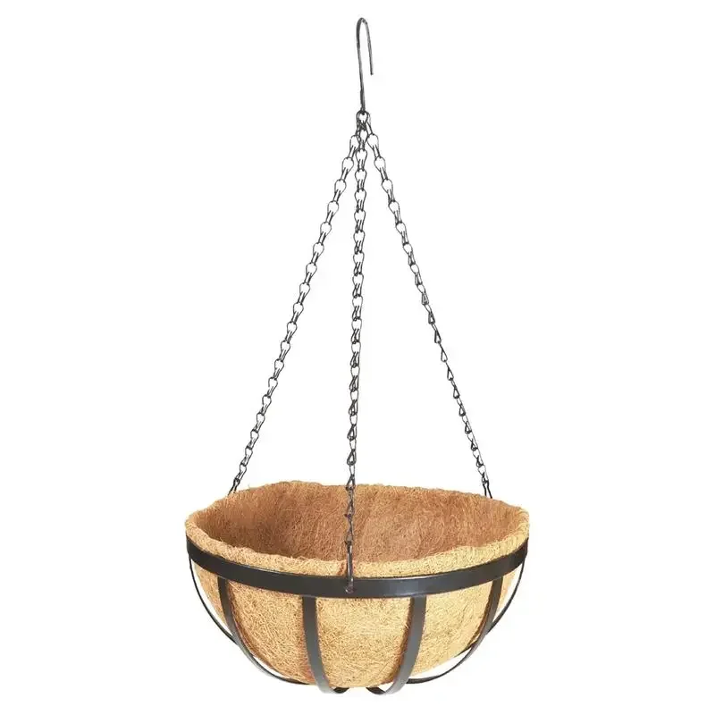 Hanging Baskets for Plants with Coco Liner Metal Flower Basket Pots Holder Hanger Hook Deck Patio Porch Garden Balcony