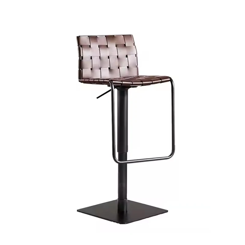 

Italian Style Modern Design Bistro Cafe Metal Frame Leather Bar Chair Home Bar Bathroom Wood Panel Adjustable Rotating