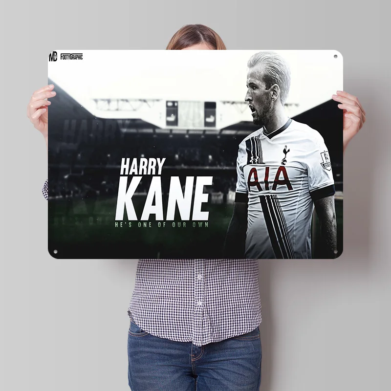 Harry Kane Football Printed Poster Customized Retro Wall Art Vintage Metal Tin Signs for Home Aesthetic Room Decor Men Wand Deko