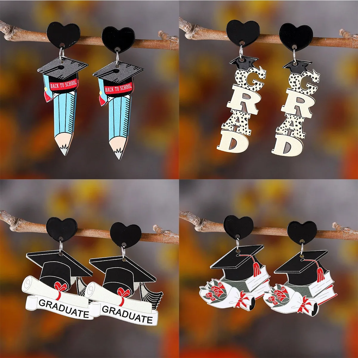 Metal Soft Enamel Regalia Cap Earrings Graduate Doctoral Hat Charm Earrings Gift for Students Back to School Earrings Jewelry