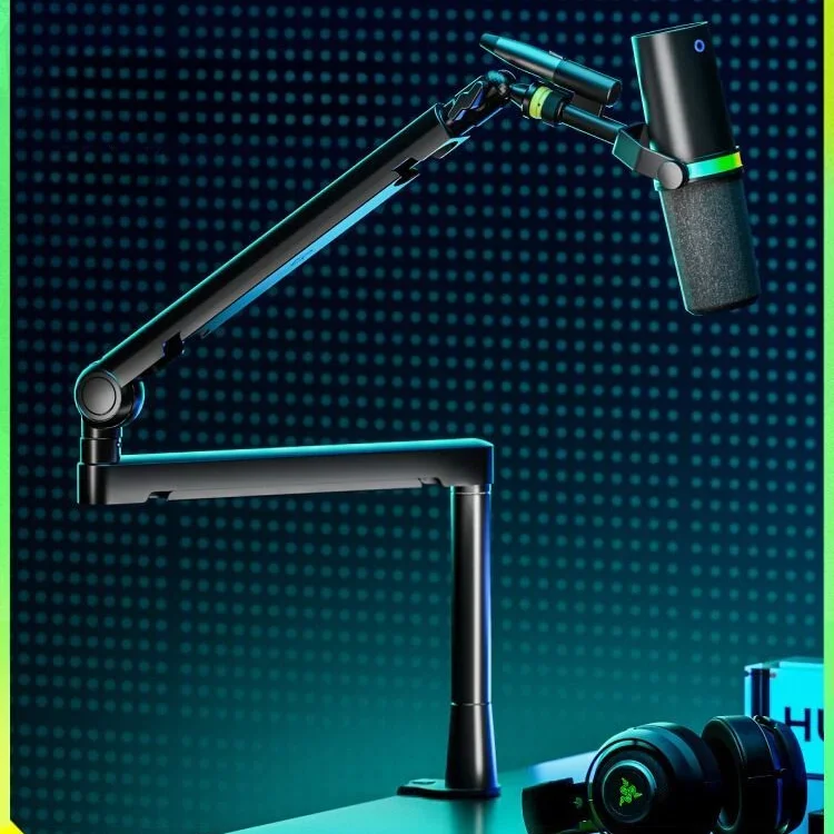 Imagem -03 - Professional Desktop Microfone Stand Braçadeira Mesa Ajustável Mic Mount Transmissão Live Stream