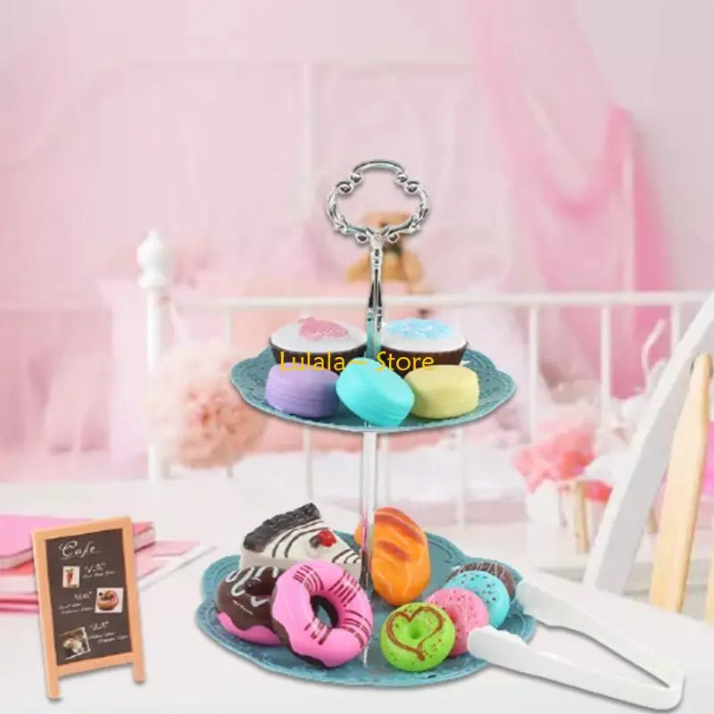 Y4QA طقم شاي ألعاب التظاهر للعب الحلوى ولعبة صانع القهوة للأعمار 3 4 5 6 7 8 داخلي وخارجي للأطفال الصغار