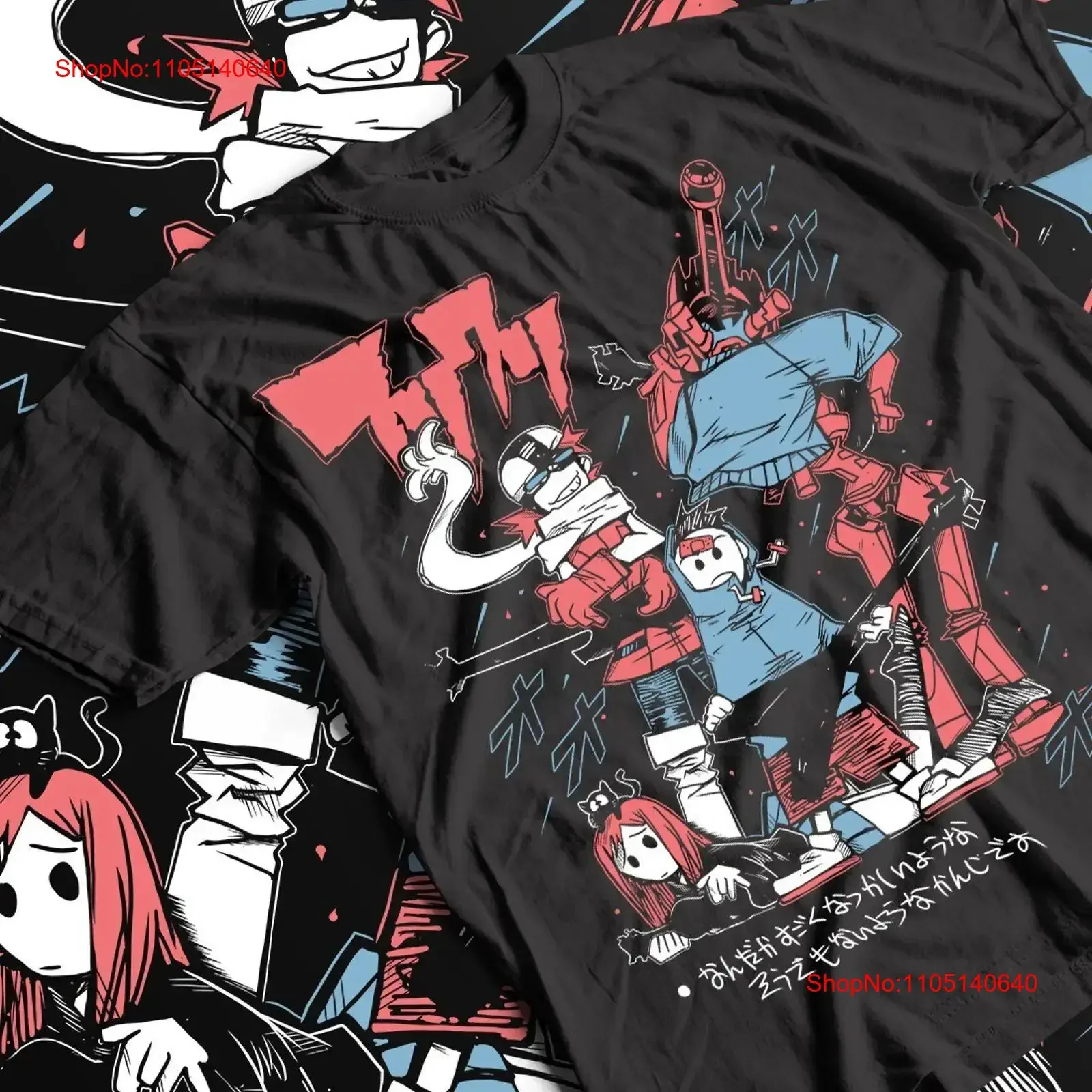 تي شيرت Haruko Haruhara من القطن الثقيل أنيمي FLCL Fooly Cooly عتيق مغسول مريح ملابس الشارع الشهير للارتداء اليومي