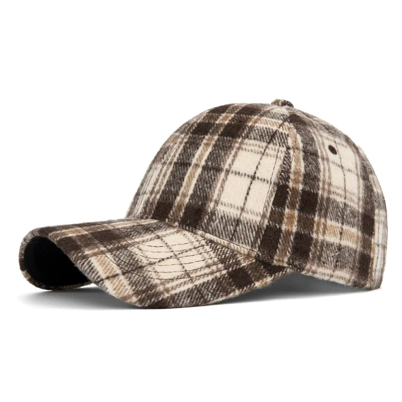 Hüte für Männer und Frauen, neue klassische karierte Baseballkappe für Herbst und Winter, hartkrempige, gesichtsschlankmachende Entenschnabelkappe, Sonnenhut – Detail 16