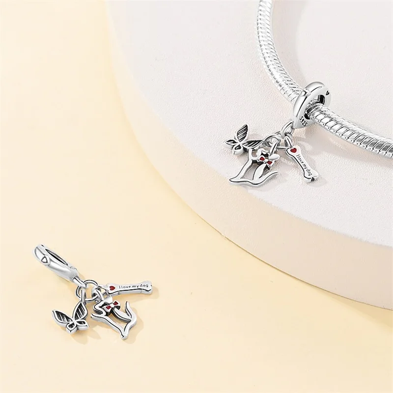 100% 925 Sterling Silver Cute Cat\'s Paw Dog Animal Pets Charms Beads Fit 3mm 925 Original Bracelet Fine DIY Birthday Jewelry