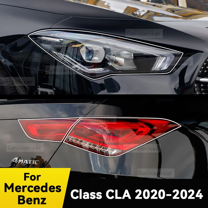 

For Mercedes Benz CLA Class 2020-2024 Car Headlight Protective Cover Film Front Light Transparent TPU Headlamp Accessories