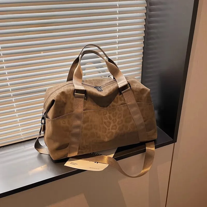 Chic Leopard Duffle – Multi-Use Travel & Gym Bag with Adjustable Strap, Fits Laptop & Workout Gear