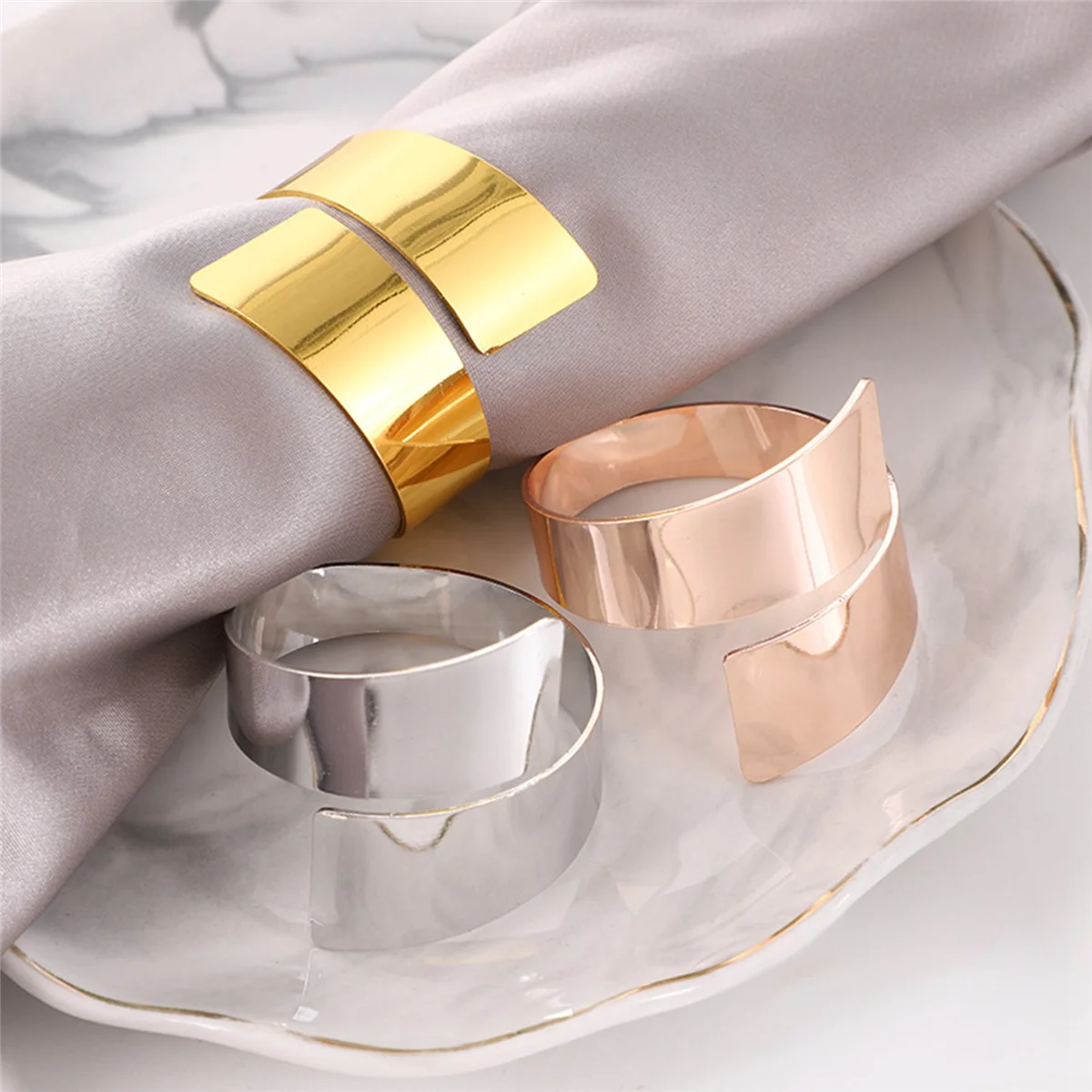 12Pcs Rose Gold Metal Table Decor Napkin Ring Holder Spring for Wedding Setting, Easter Dinner, Valentine's Day