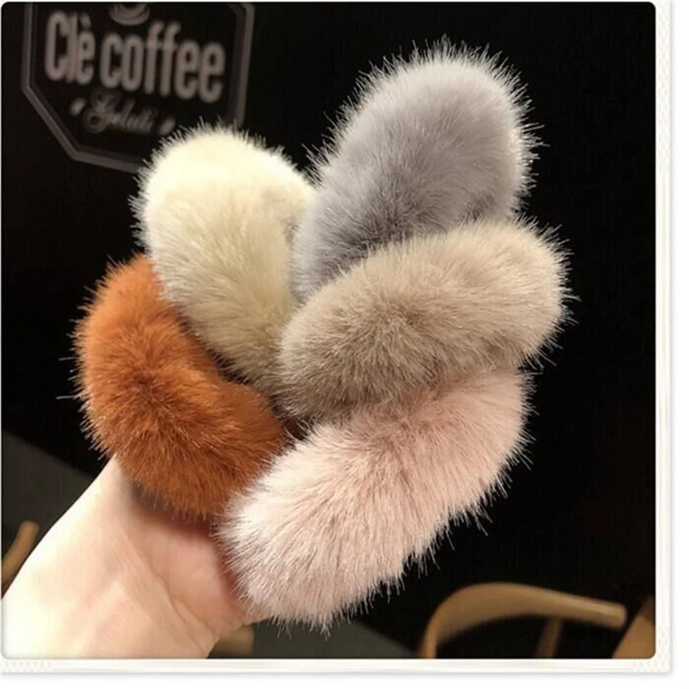 Winter Fluffy Fur Elastic Hair Bands Hair Rings For Women Girls Plush Hair Ropes Hairwear Rubber Band Hair Loop Hair Accessories