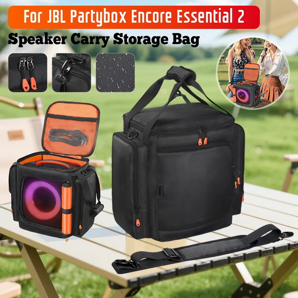 Para jbl partybox encore essencial 2 portátil alto-falante caso poeira grande capacidade alto-falante carry bag com microfone bolso à prova dwaterproof água