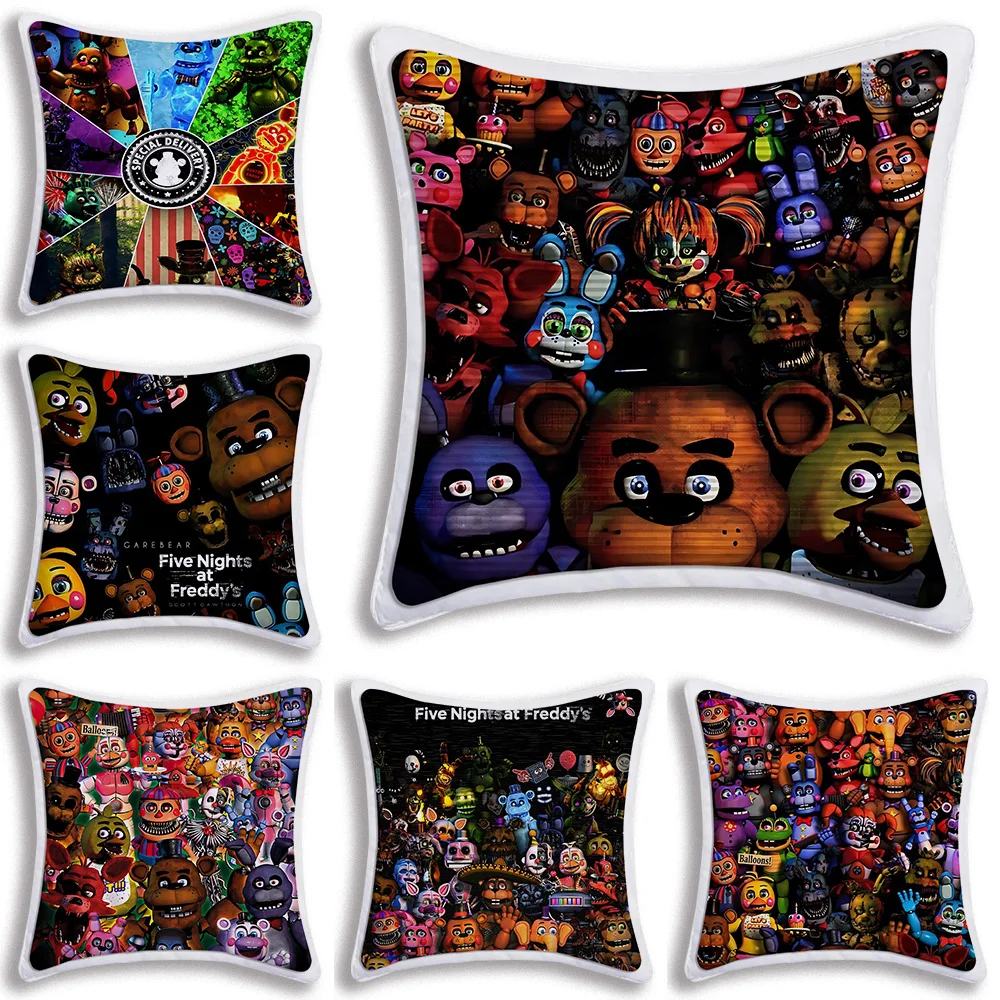 FNAF Horror Game Cartoon Pillow Covers Cartoon Sofa Decorative Home Double-sided Printing Short Plush Cute Cushion Cover