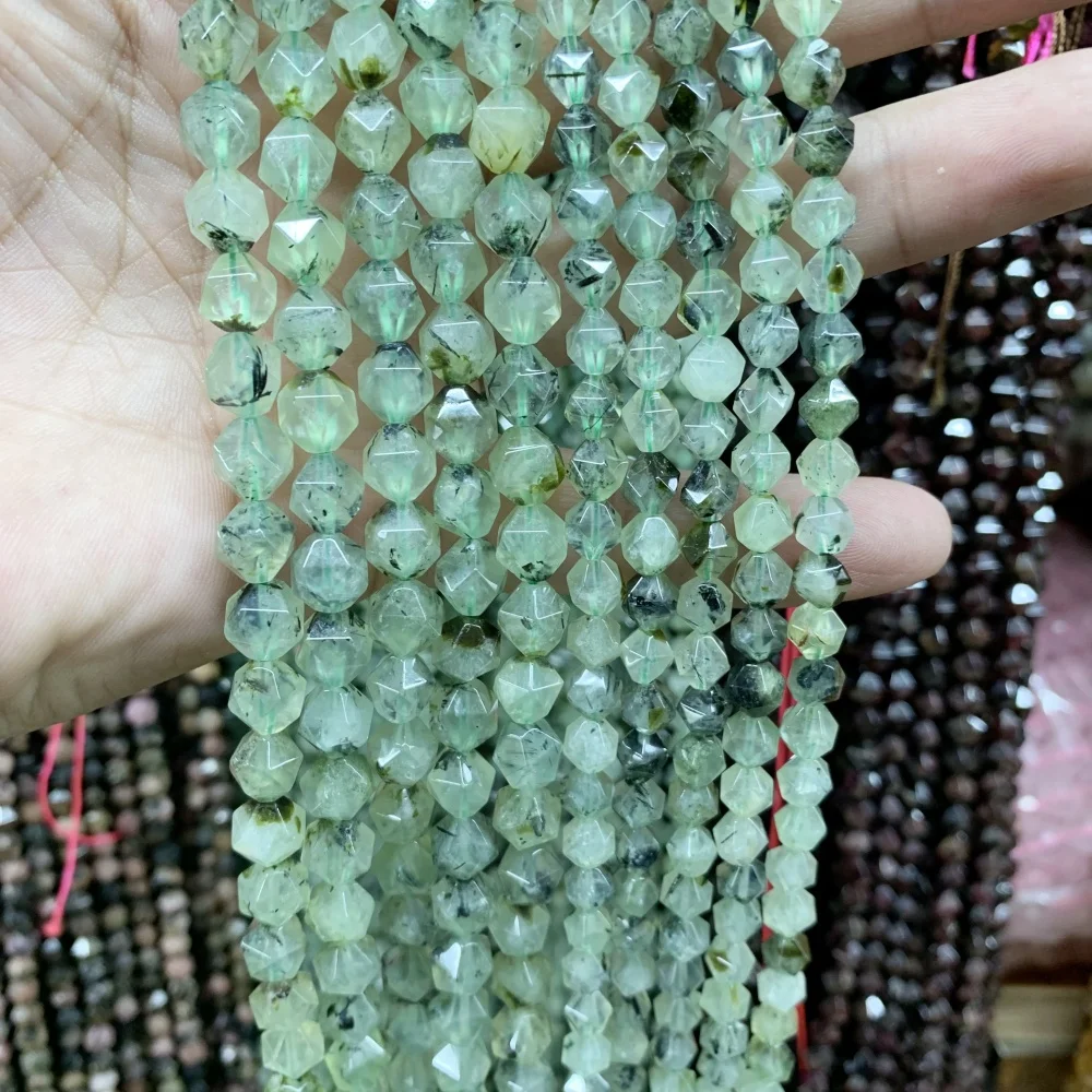 Natural 6-10mm Labradorite Citrine Prehnite Faceted Loose Spacer For Jewelry Making DIY Necklace Bracelet