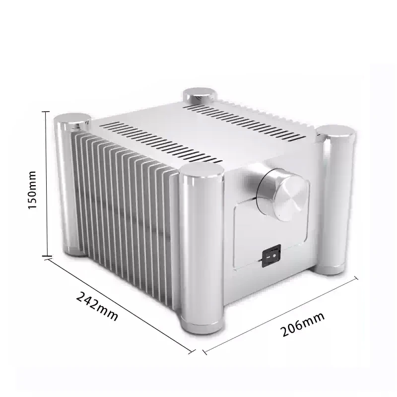 206×150×242mm Full Aluminum Power Amplifier Chassis with Dual Side Radiator HiFi Audio Amp Enclosure