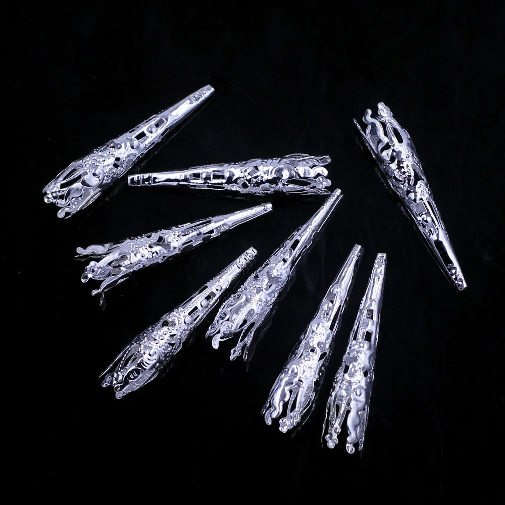 3000Pcs End Caps Beads Cones Silver Plated Flower Hollow Alloy Filigree Flower 40mm